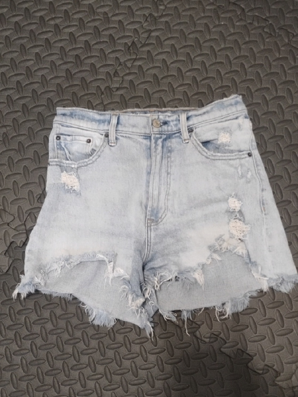 Abercrombie & Fitch Light Blue Distressed Denim Shorts